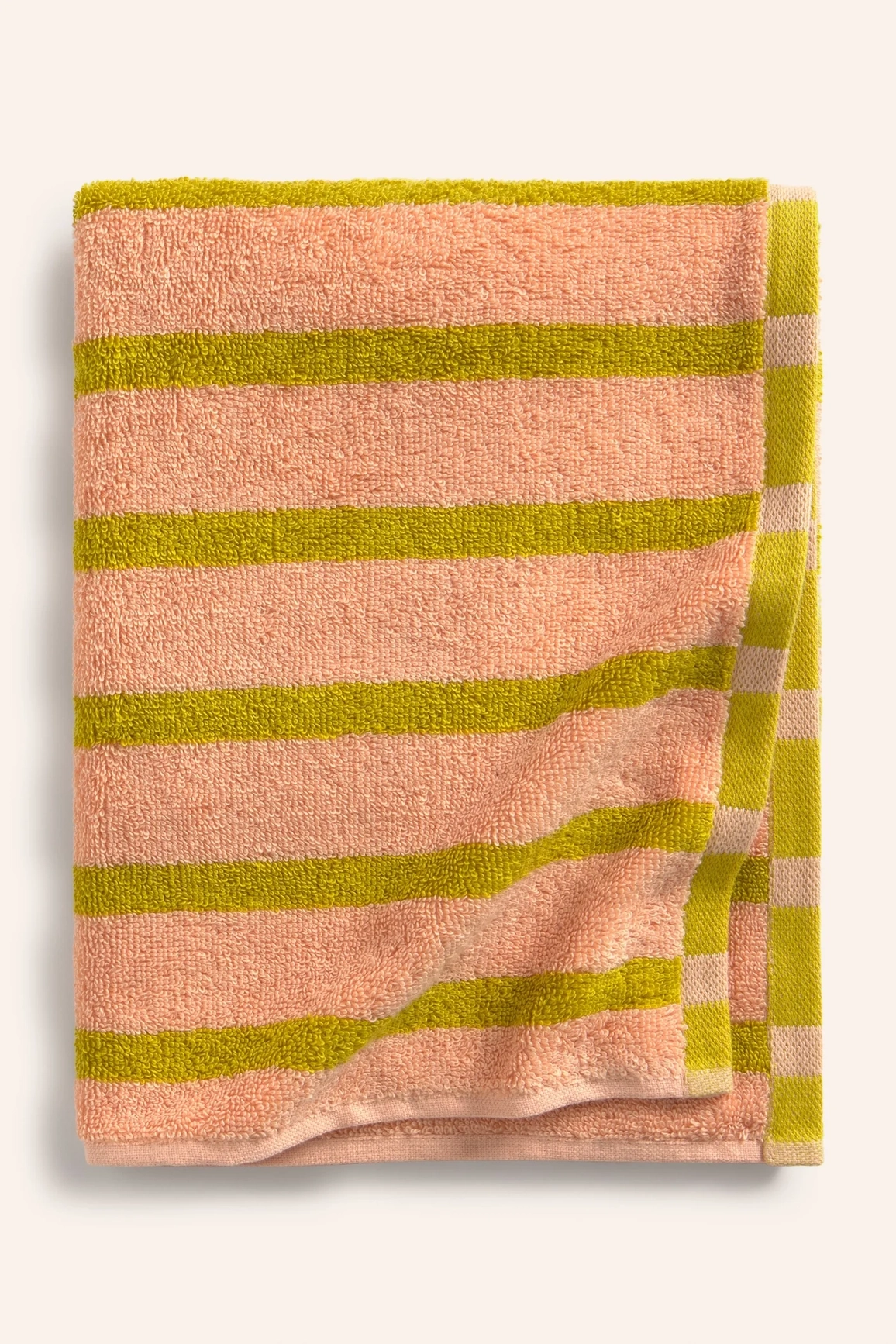 Badehandtuch mit rosa und grünen Streifen Saturno, ca. 30 x 50, Gästehandtuch