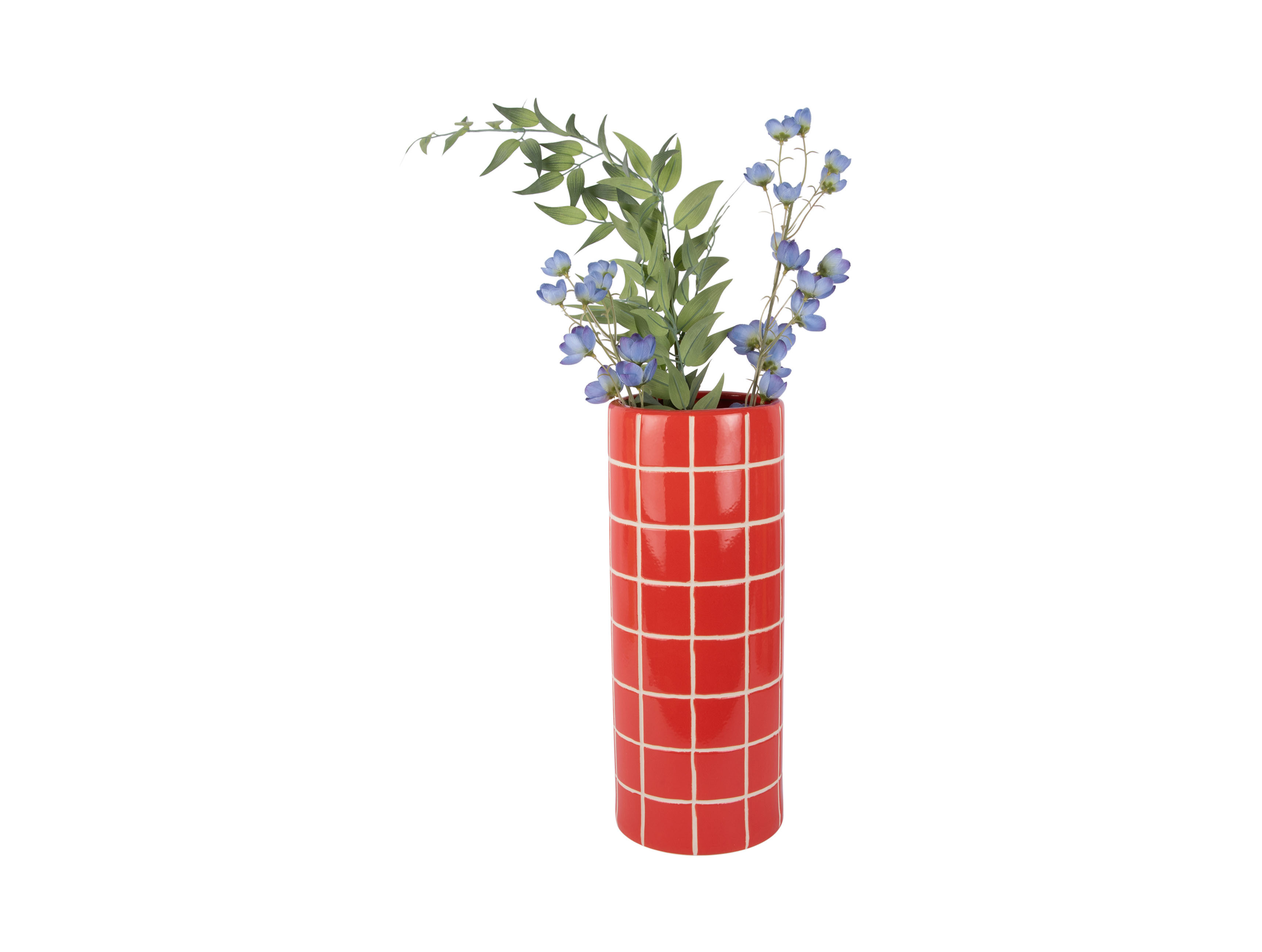 Vase Retro Fliesen Rot, Vase Retro Tiles Round Large Höhe 40 cm, D. 15 cm 