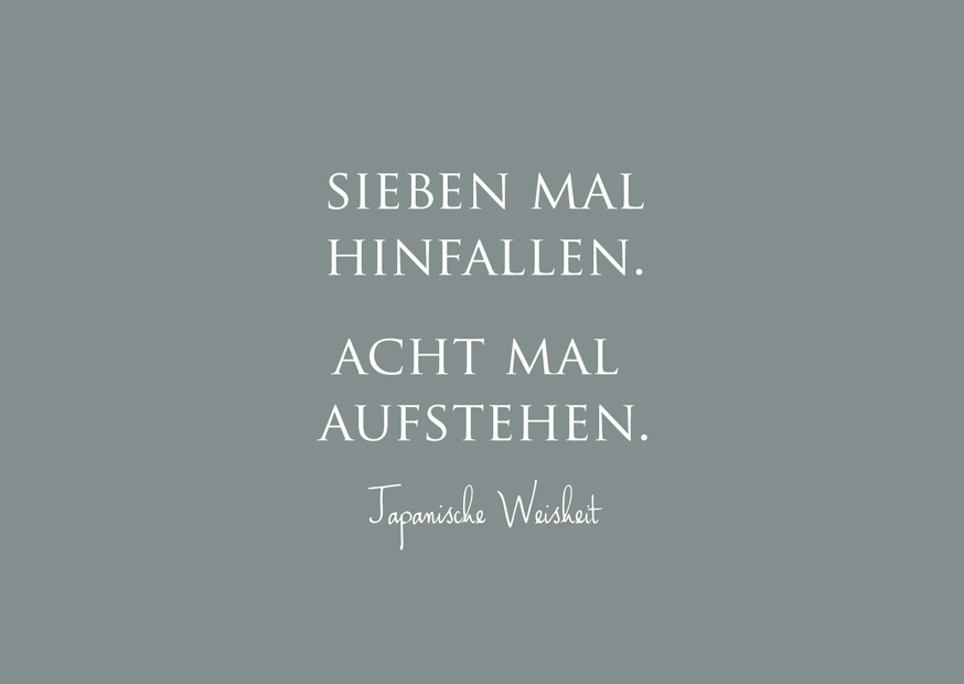 Wunderwort Postkarte "Sieben mal hinfallen. Acht mal aufstehen." Japanische Weisheit