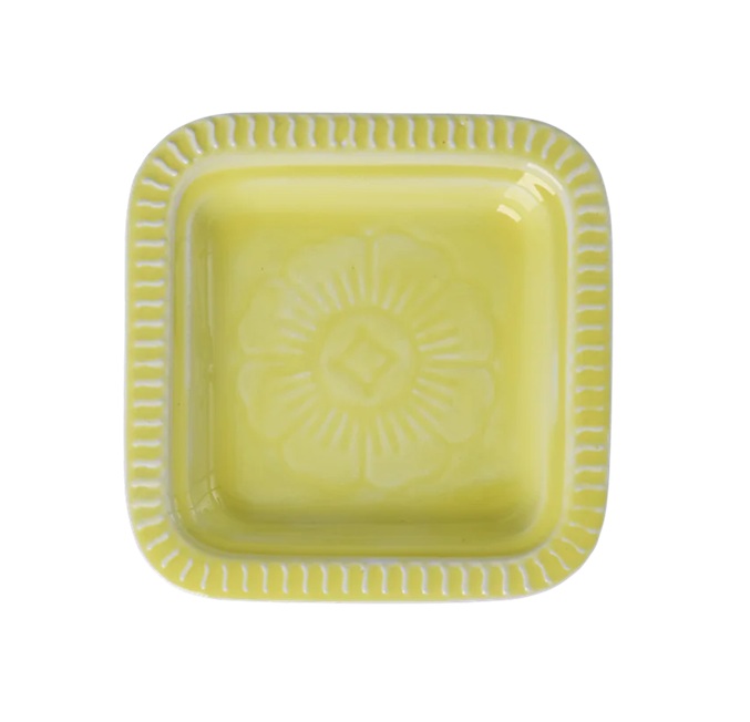 Rice Extra klein Quadratisch Metall Tablett - Gelb, ca. 12,5 x 12,5 cm  