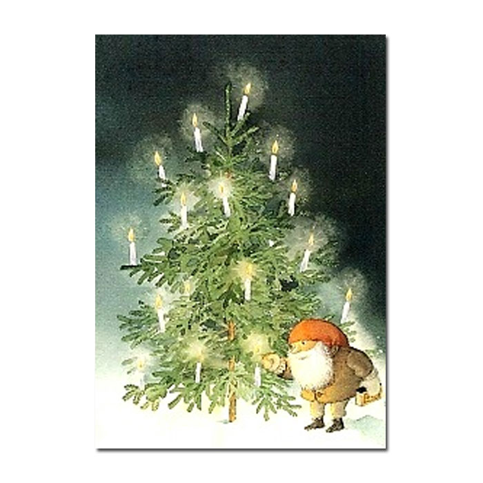 Postkarte " Tomte Tumetott zündet Kerzen an  " Weihnachten