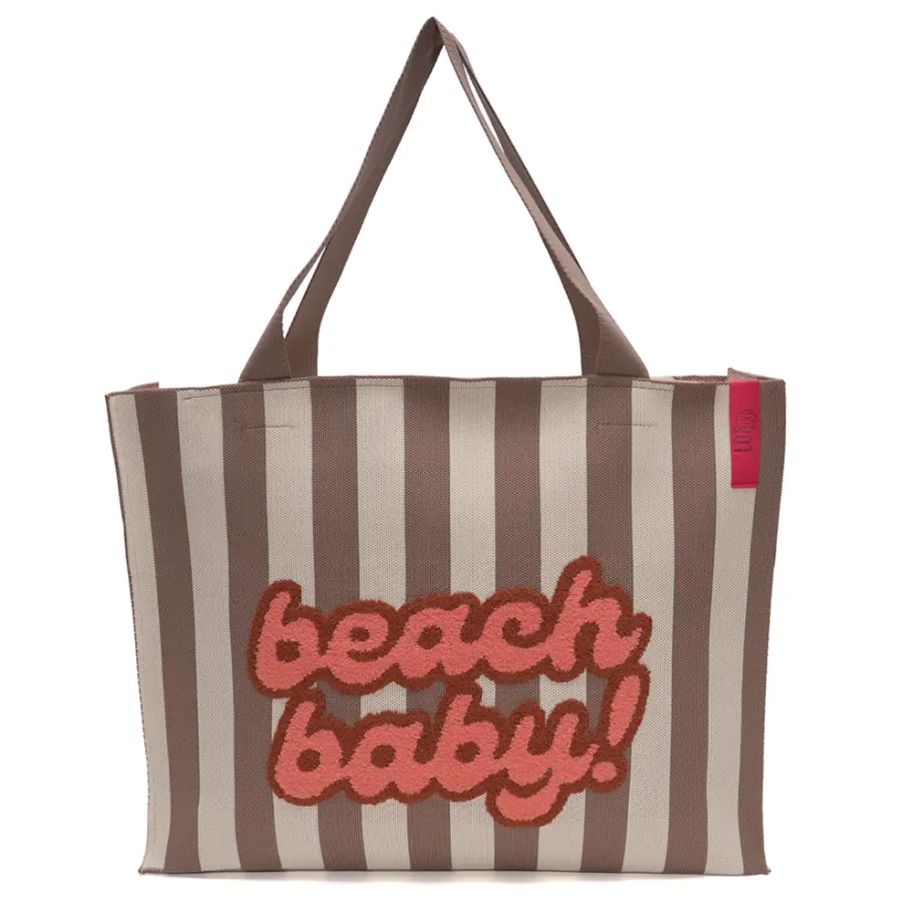 % LOT83 Shopper Rebellin Lara 13, beach baby, Streifen Beige, ca. 46x12x38 cm