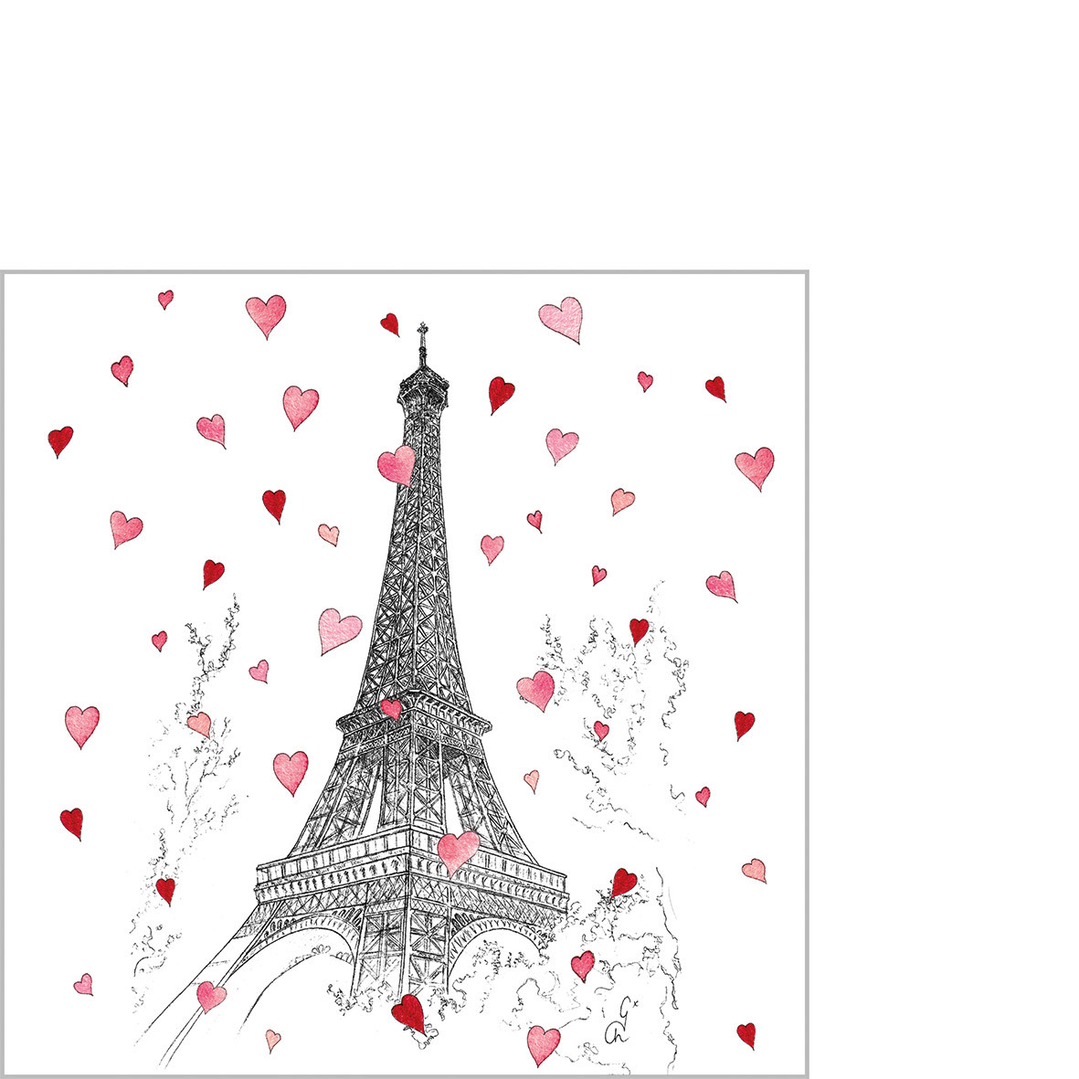 Papierservietten Paris Love, 25 x 25 cm , Cocktailservietten , ppd