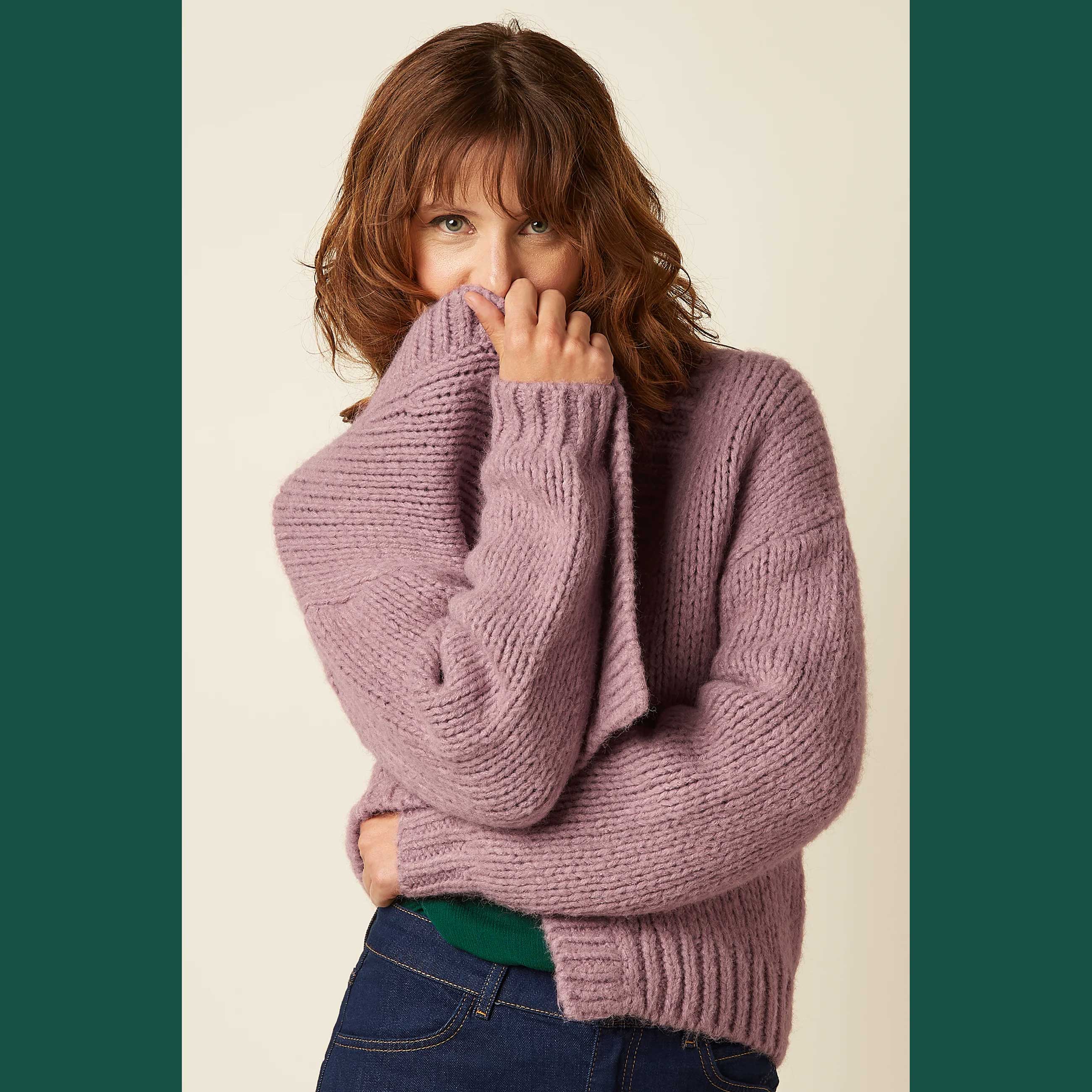 King Louie Cardi Oversize Short Campo Knit , Strickjacke, Farbe Mauve Pink - Campo Knit