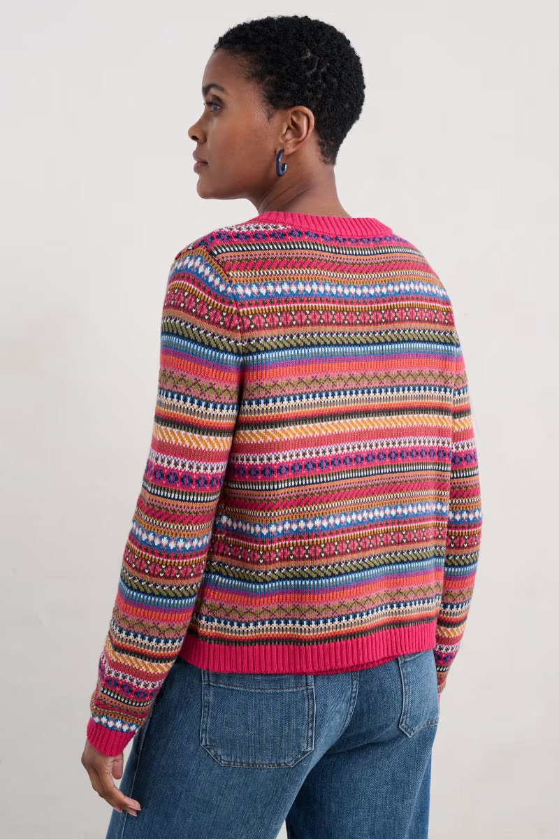 % SEASALT CORNWALL Strickjacke Cove Cottage Fair Isle Cardigan, Farbe: Seed Pod Oregano Multi---fällt klein aus!