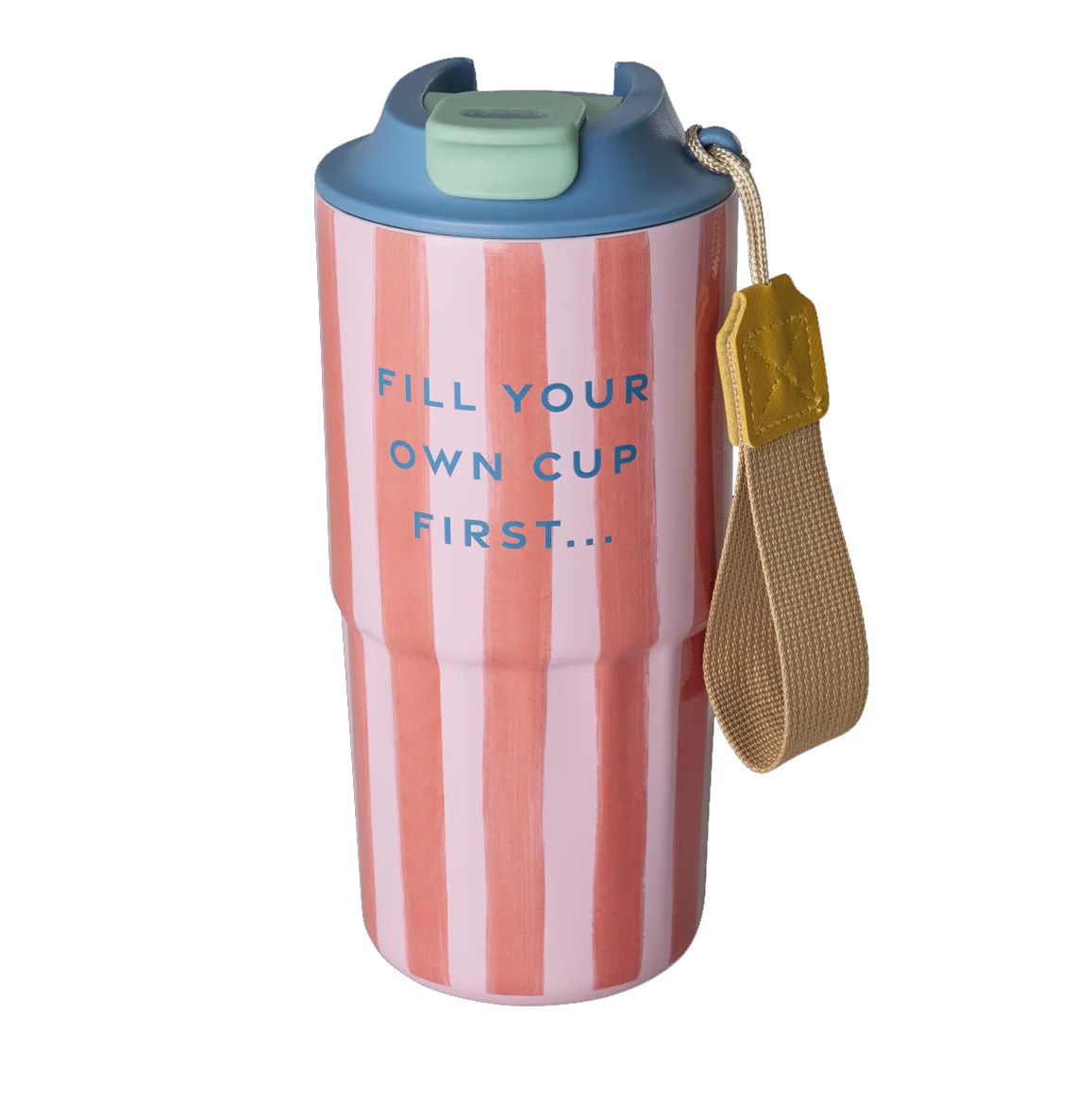 Rice Thermosbecher - Pink - Organic Stripes Print, Rostfreier Stahl , 580 ml