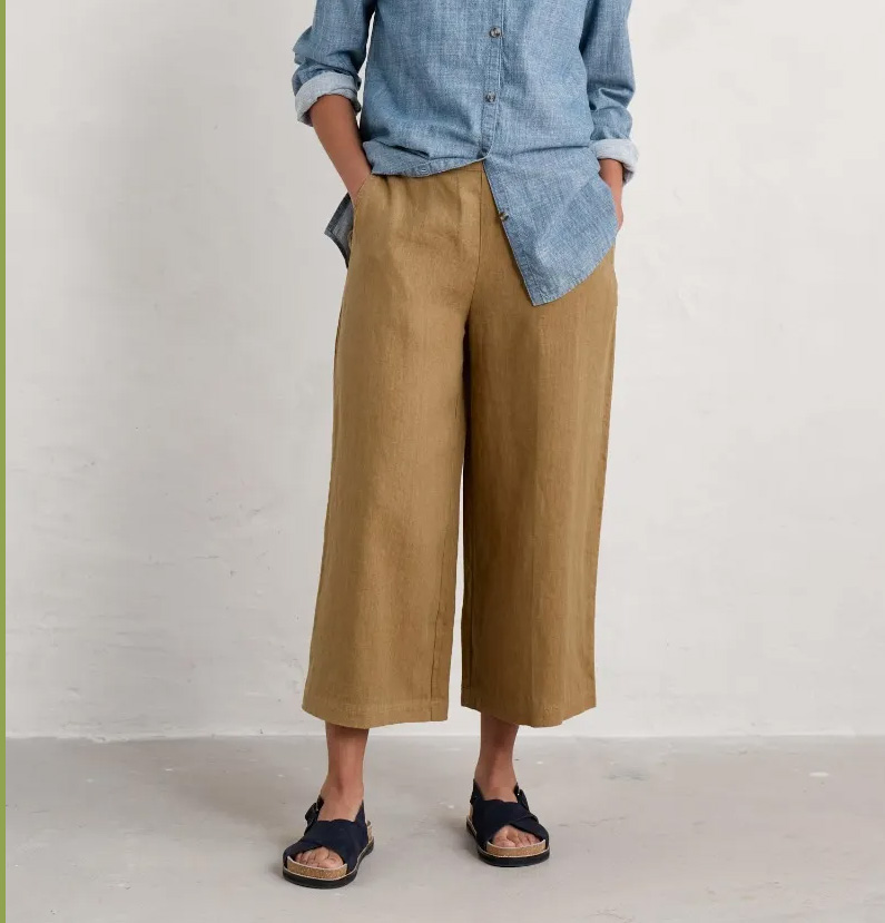 SEASALT CORNWALL Merrivale Linen Culottes, Culotte Hose, Farbe: Sand Dune, 100% Leinen 