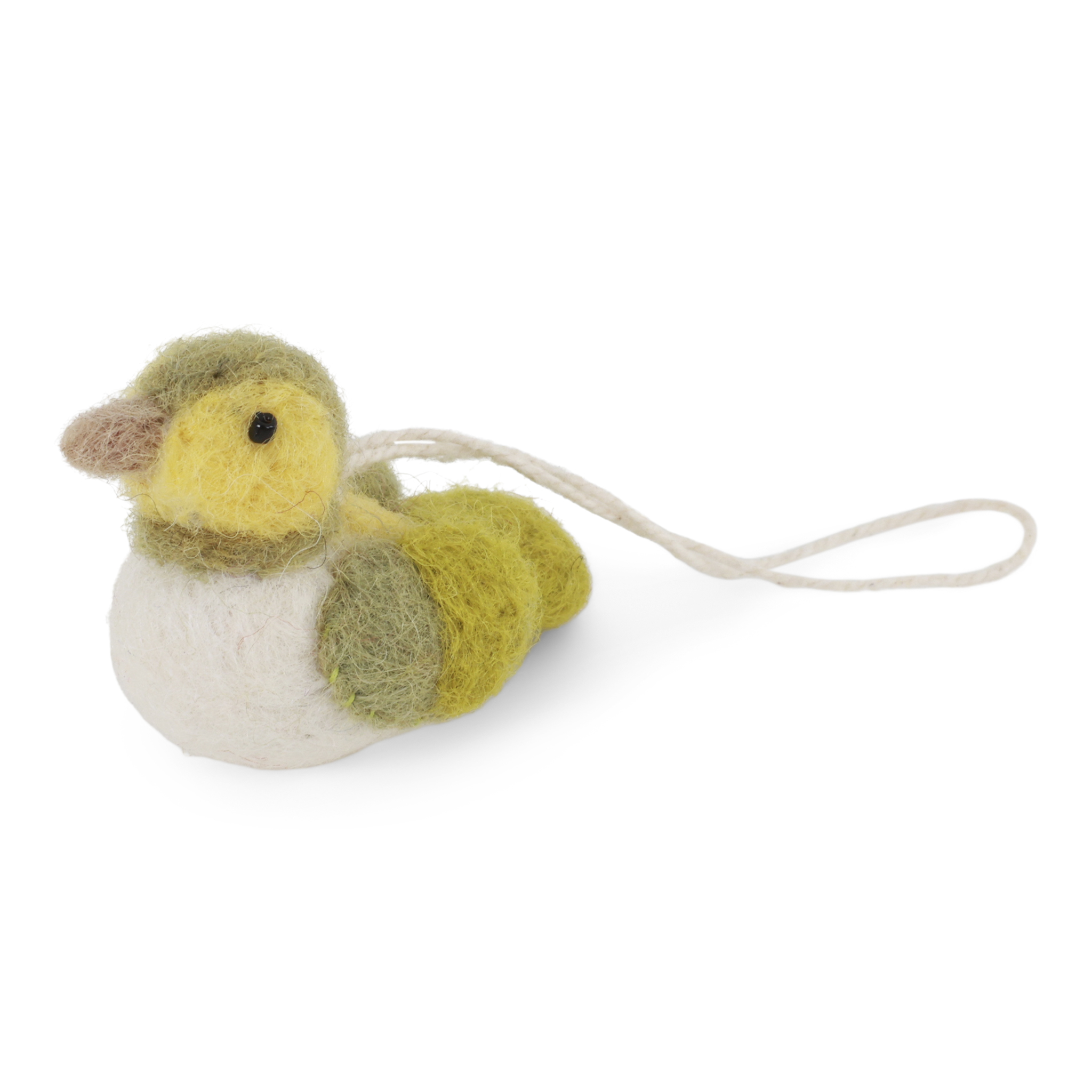 Gry & Sif Filz Vögel Spatz grün-weiß, Mini Sparrow - Green/White zum Hängen 
