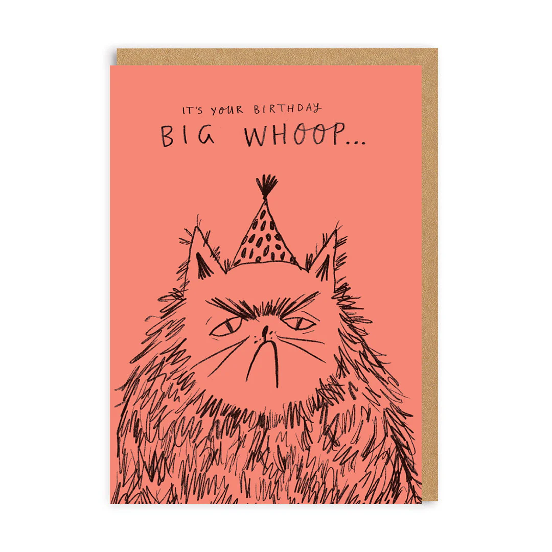 OH DEER Grußkarte Big Whoop Birthday Card, Geburtstagskarte  , Neon Orange