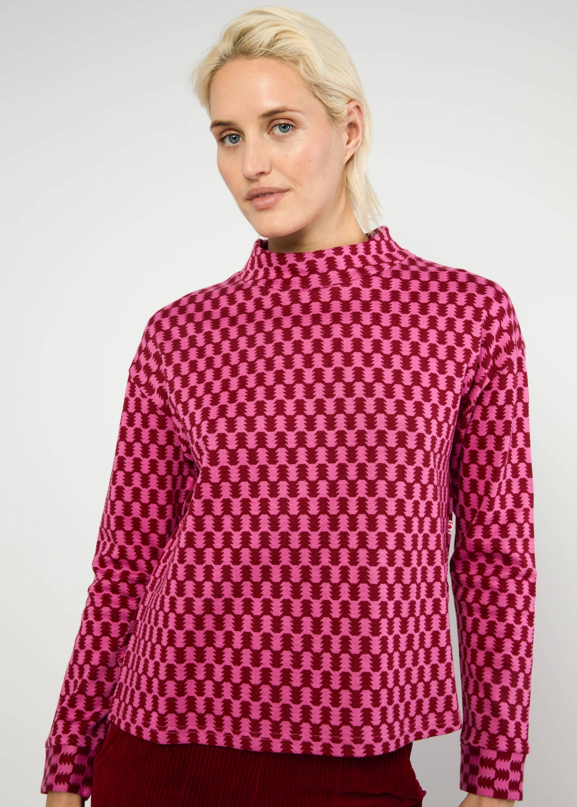 % Blutsgeschwister Pullover Catch My Vibe - pink urban check