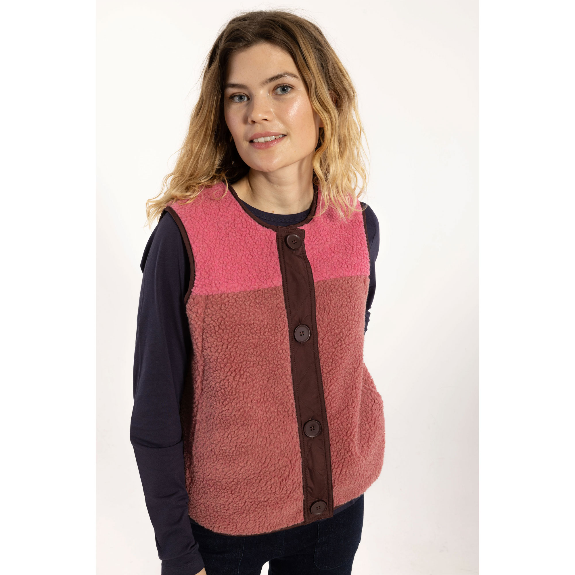 Danefae Weste Teddy Daneteckel Fleece Vest Berry Compote/LightBeige/Dark Navy