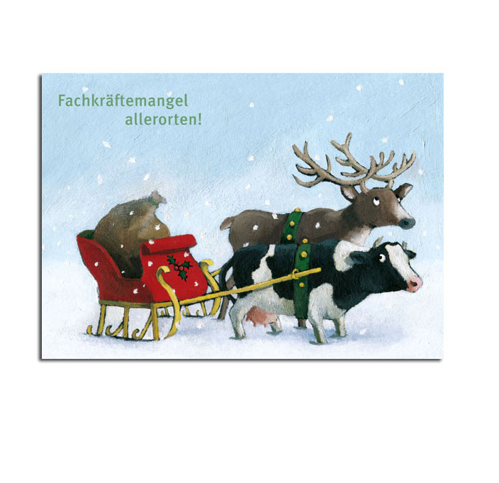 Inkognito Postkarte XMAS Fachkräftemangel von  Henrike Wilson, witzige Weihnachtskarte