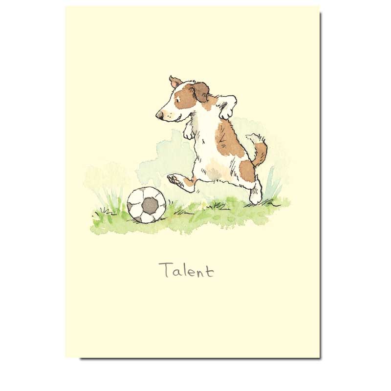 Two Bad Mice Doppelkarte "Talent" von Two Bad Mice aus England von Anita Jeram, Hund, Fußball