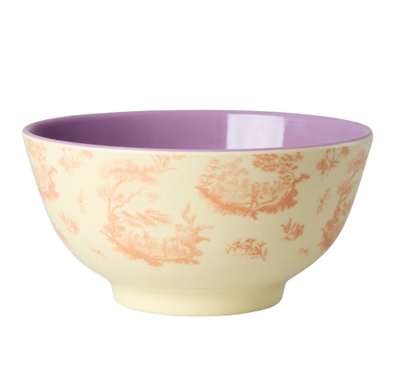 Rice Melamin Bowl Crème - Toile de rice Print, Mittelgroße Schüssel , 700 ml