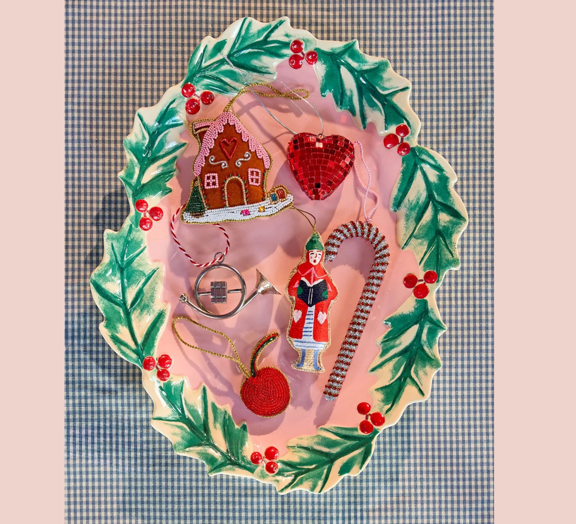Rice XMAS Melamin Servierplatte Pink , ca. 31 x 41 cm, Weihnachten