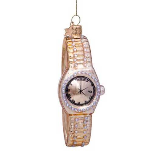  Weihnachtskugel Armbanduhr, Glamour, Glas,  H. ca. 10 cm, Uhr, Gold