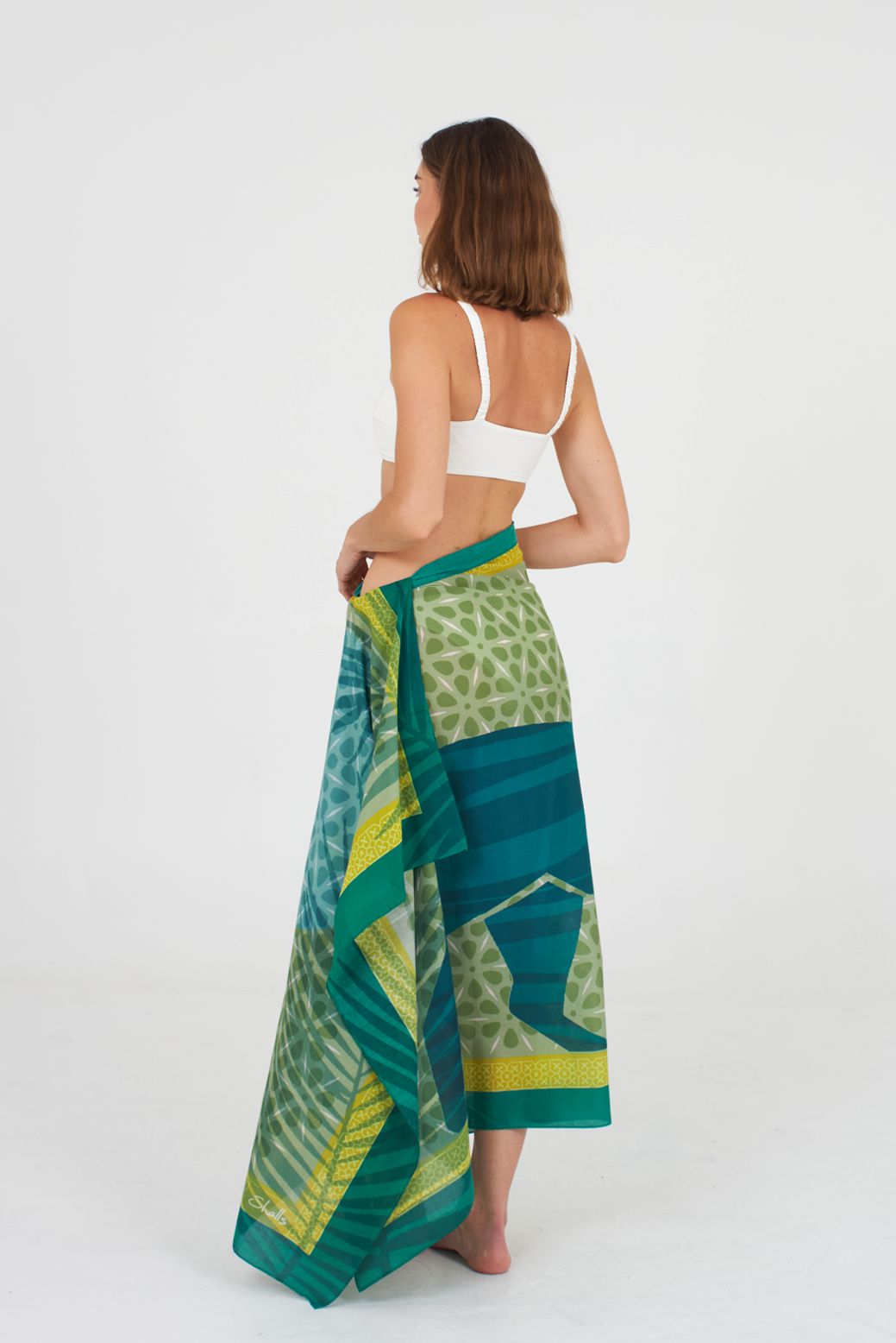 Pareo TAIKA GREEN,  ca.  100 x 190 cm, von Shalls Barcelona, 100 % Baumwolle, Leopard