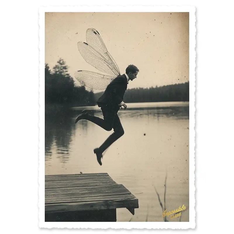 Impossible Card Postkarte *dragonfly man
