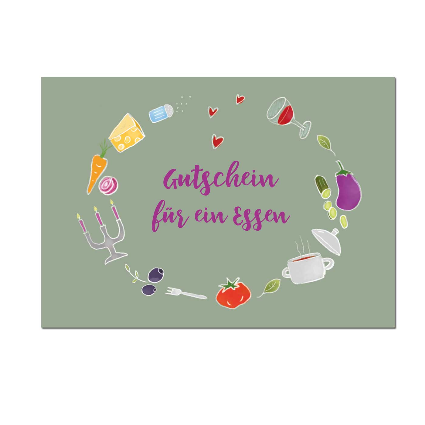 Postkarte Gutschein Essen  von m-illu 