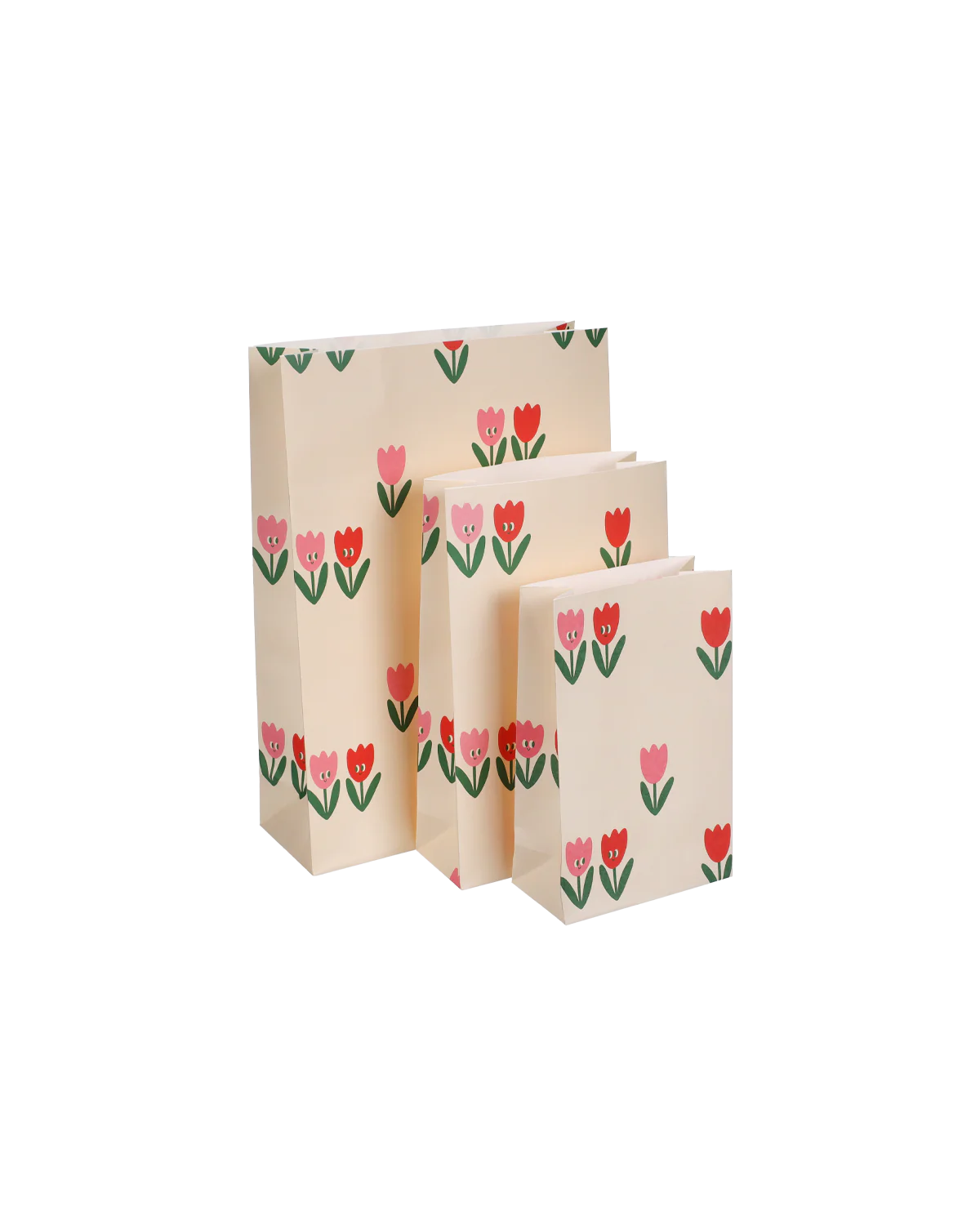 Geschenktüte Papier Tulpen, 22x8x35 cm, Papiertüte mit Blockboden