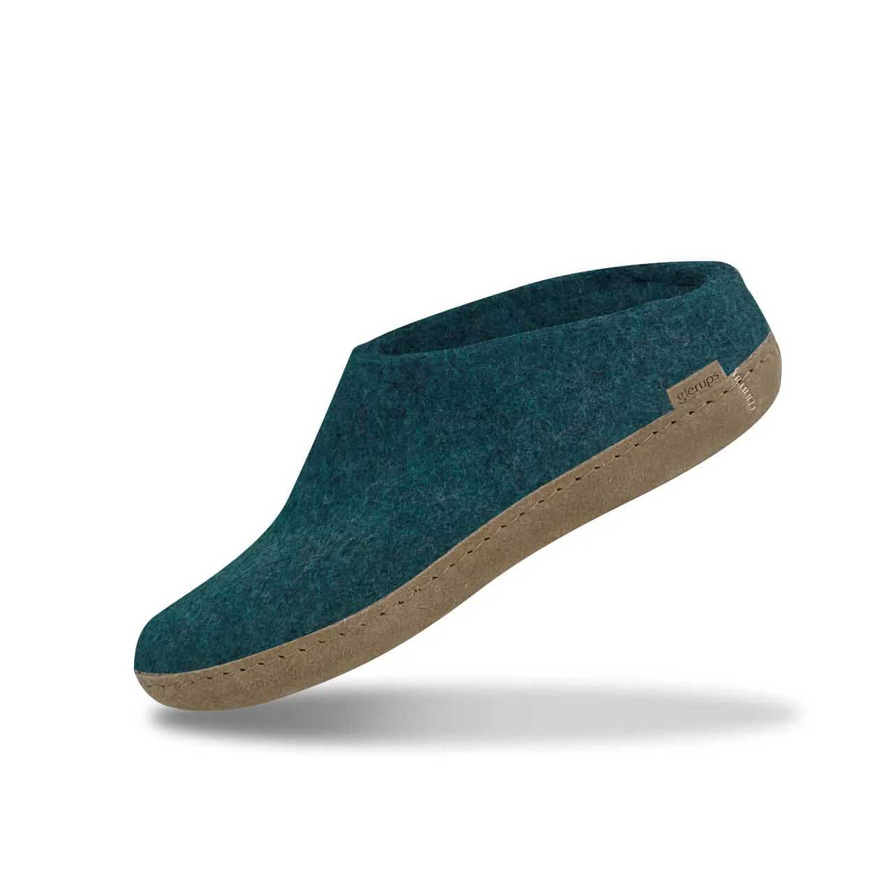 Glerups Open Heel / Slipper 100% Wollfilz , Hausschuhe, Schlappen Petrol