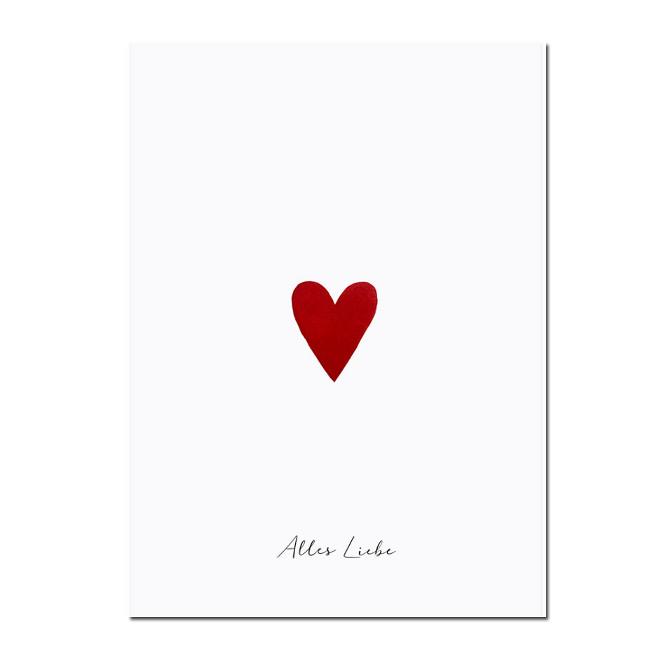 Eulenschnitt Postkarte  Kleines Herz " Alles Liebe"