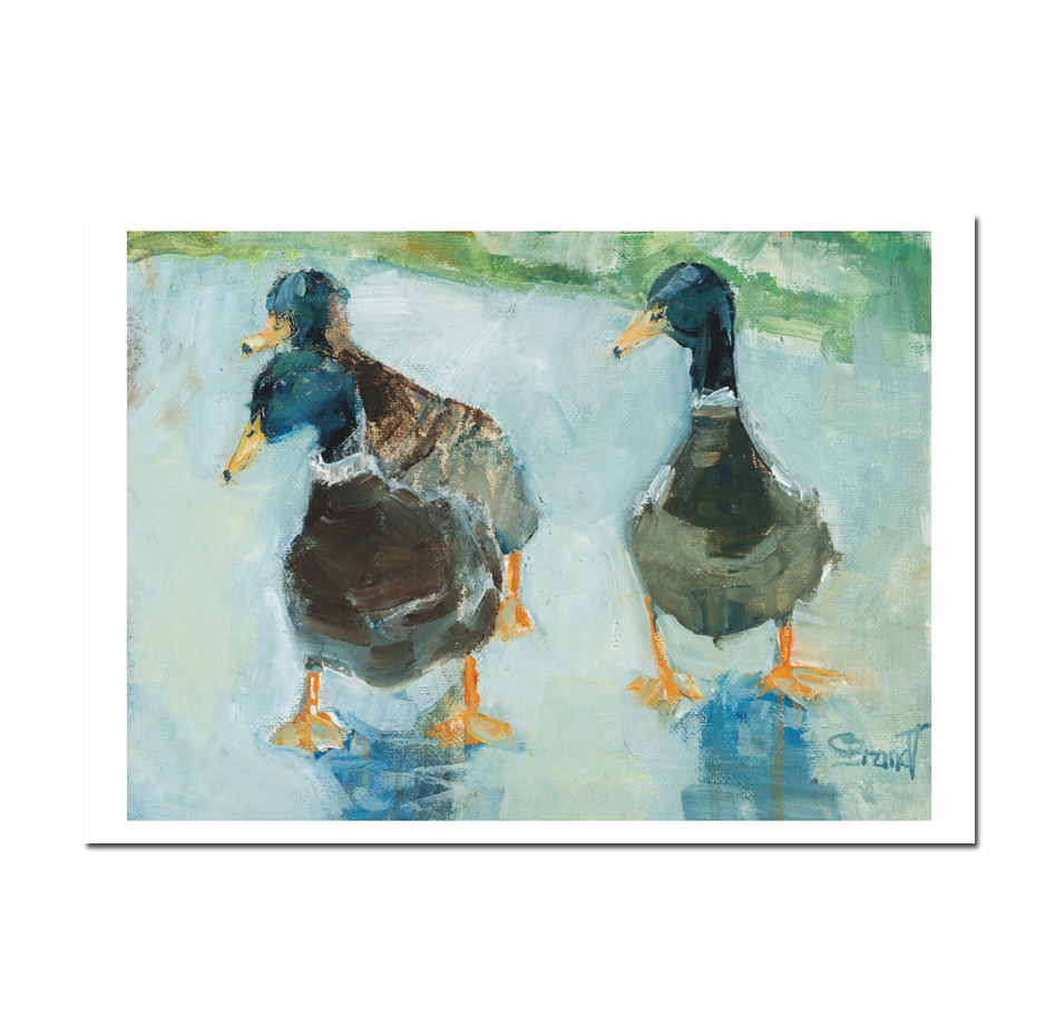 Postkarte Claudia Brandt  "Watschelgang"  Enten, Kunst