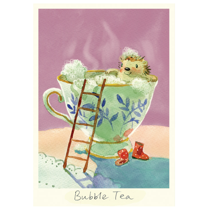 Two Bad Mice Doppelkarte "Bubble Tea"  von Anna Shuttlewood  , Igel
