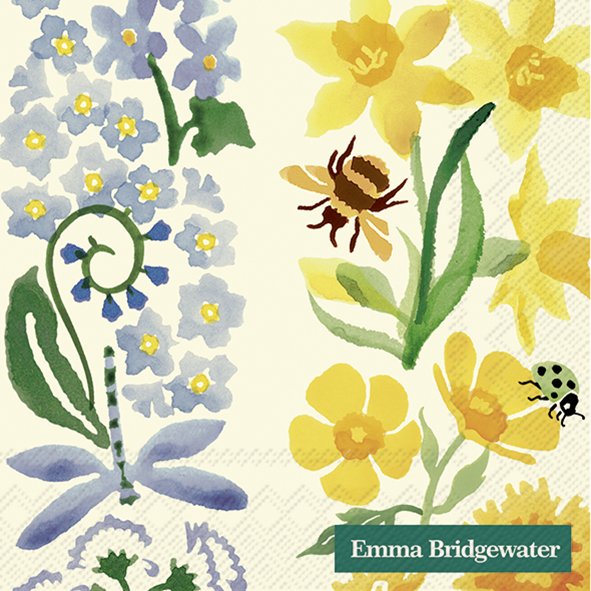 Papierservietten WILDFLOWERS cream, 25 x 25 cm Cocktailservietten Emma Bridgewater  