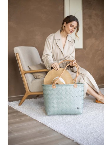 Handed By Sainte-Maxime Shopper, Freizeittasche fetter Riemen mit PU Griffen Größe XL, Farbe: sage green