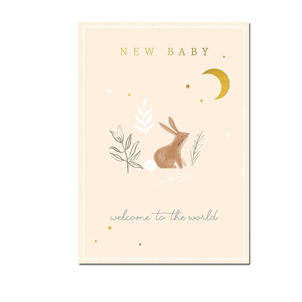 Doppelkarte zur Geburt " New Baby" Hase  von The Art File  