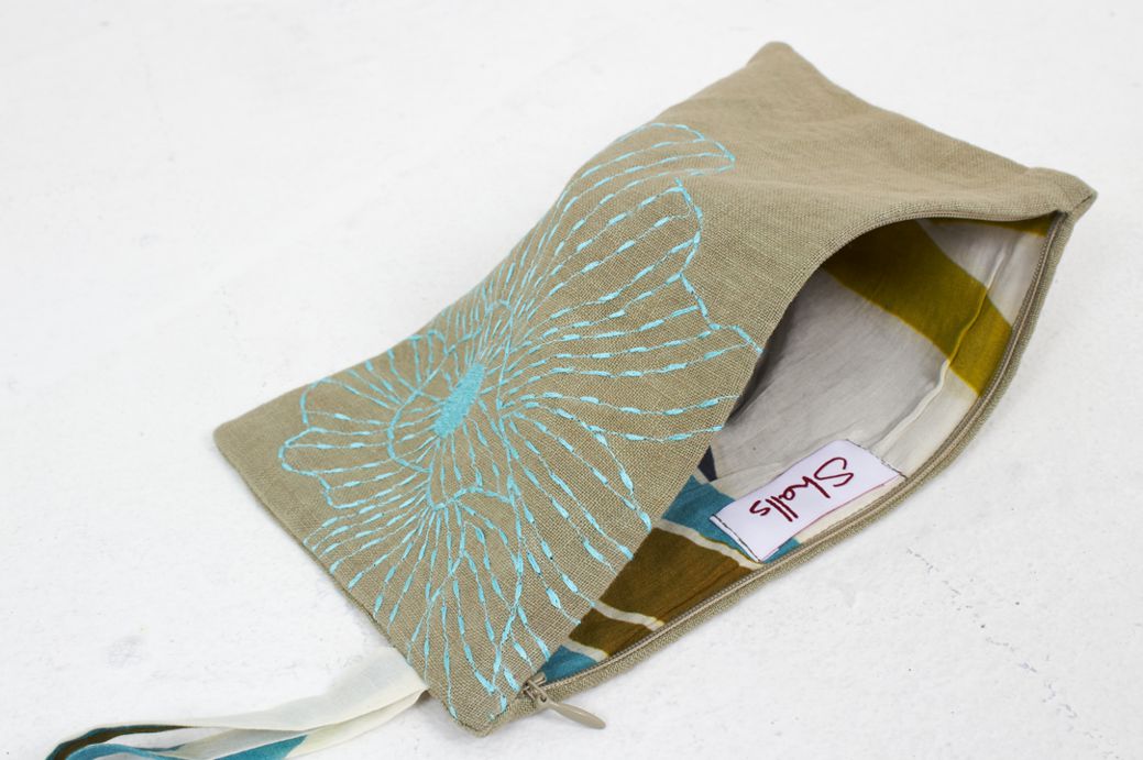 Tasche FRANCES KHAKI aus 100% Leinen von Shalls Barcelona   