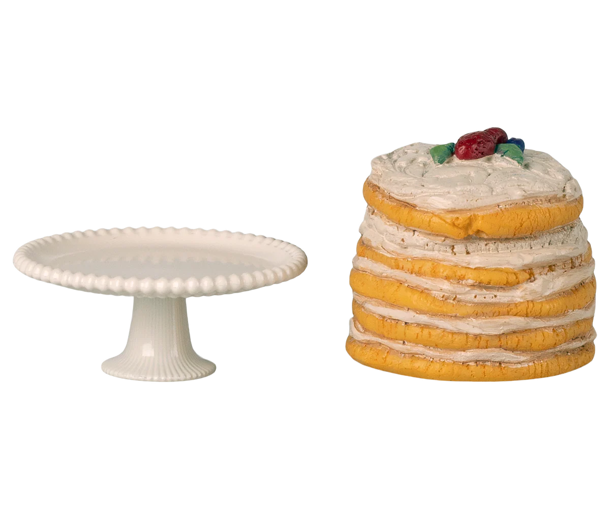 Maileg Partykuchen und Kuchenplatte, Maus – Off Weiß