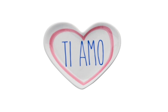 Love Plates, Deko-Teller, Porzellan, Motiv: Ti amo, weiß, ca. 11,5 x 10 cm