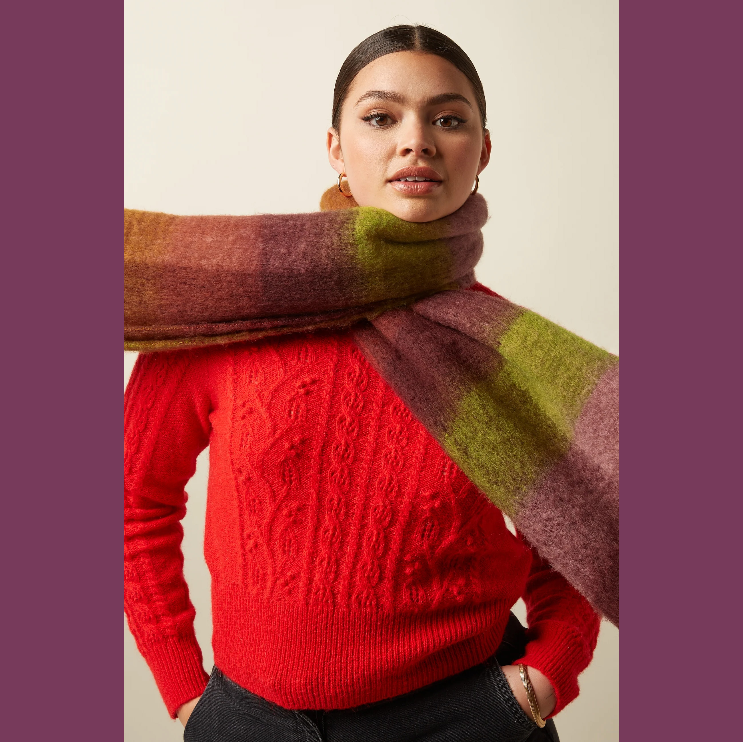 King Louie Schal Check Scarf Multi, Porto Red