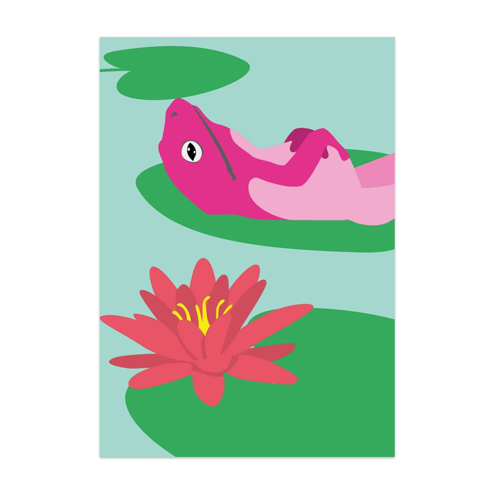 Postkarte Frosch Pink, Neon von  luminous