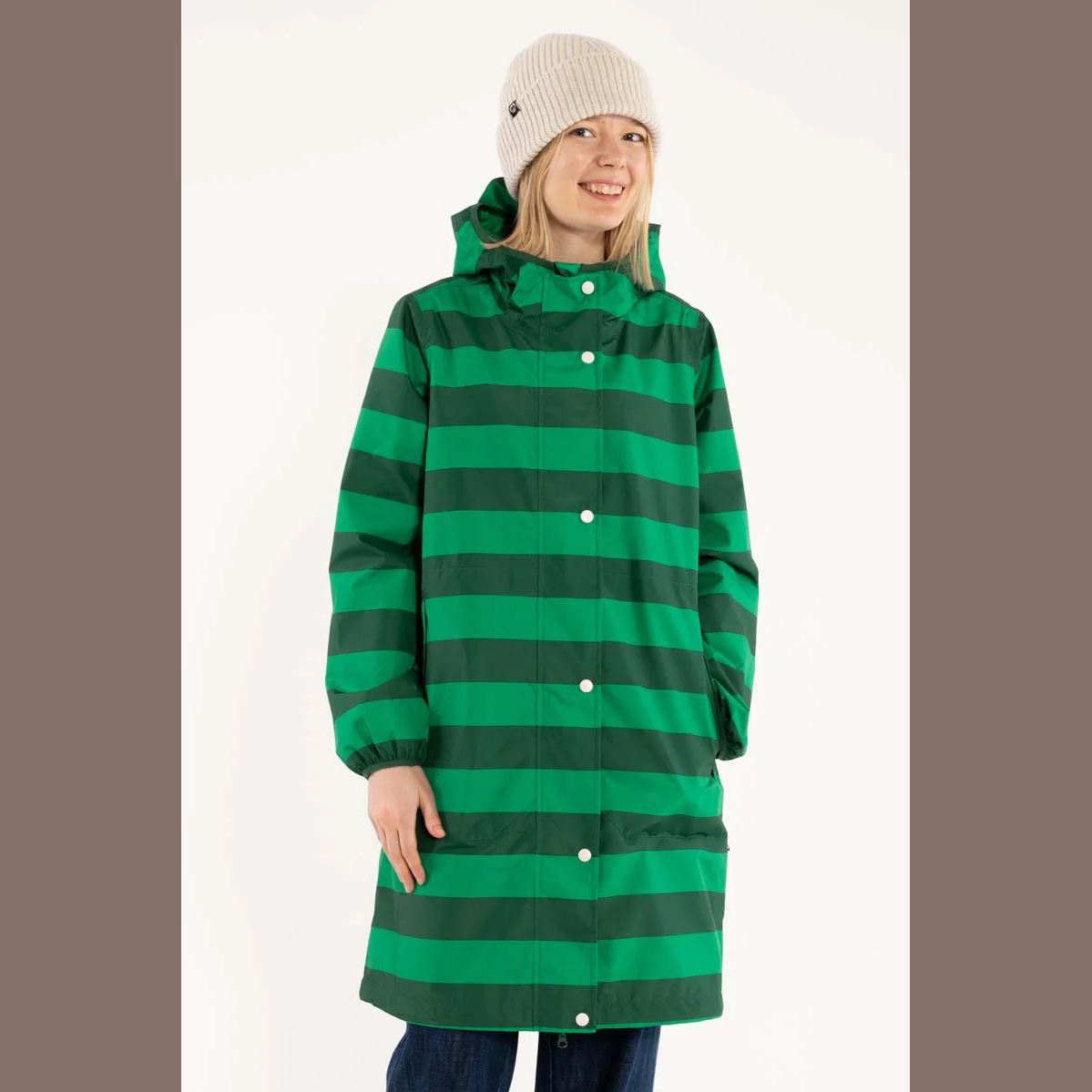 Danefae Danedith Regenjacke Streifen Grün, Danedith Rain Coat Jubilæum