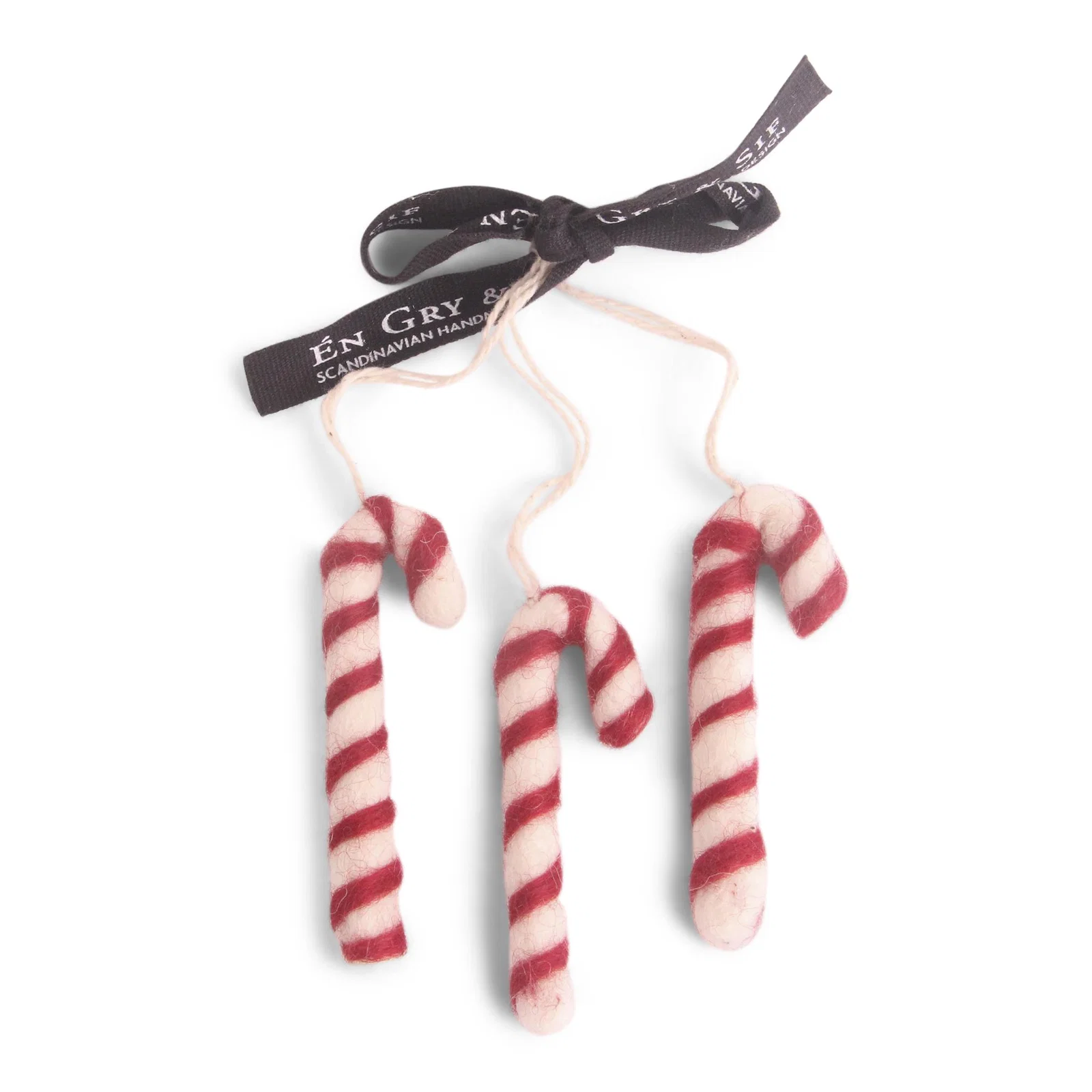Gry & Sif Filz Zuckerstangen 3er Set, ca. 7 cm, Candy Cane - Set of 3