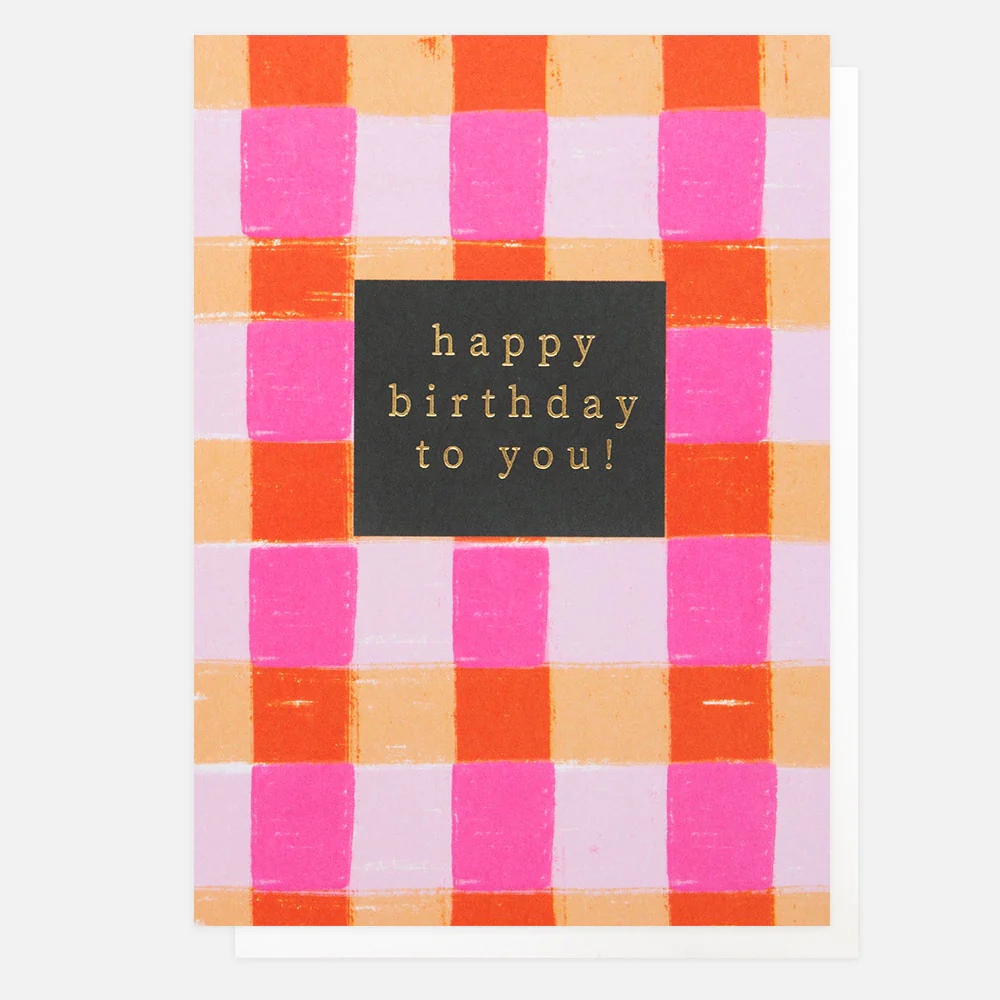 Caroline Gardner Doppelkarte "Pink Check Happy Birthday To You" Geburtstagskarte , PWK002