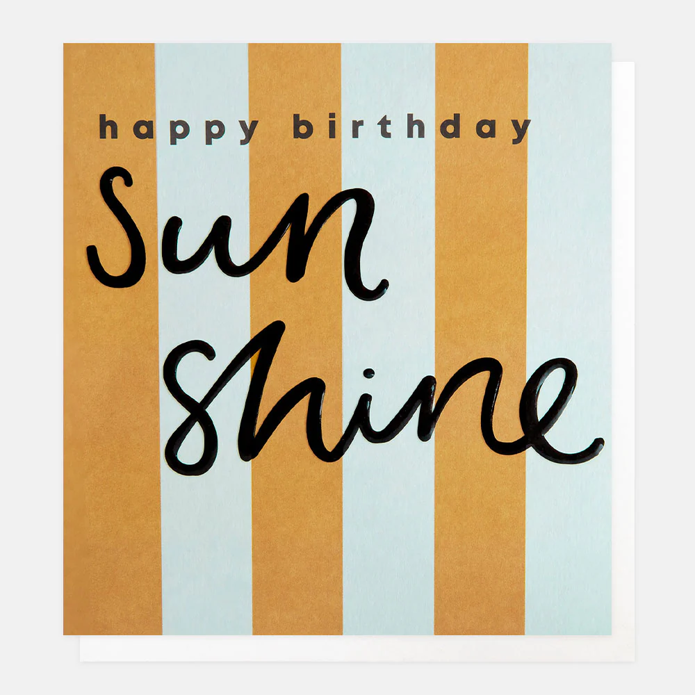 Caroline Gardner Doppelkarte Happy Birthday Sunshine, Yellow/Blue Stripe  Geburtstagskarte, SIP005