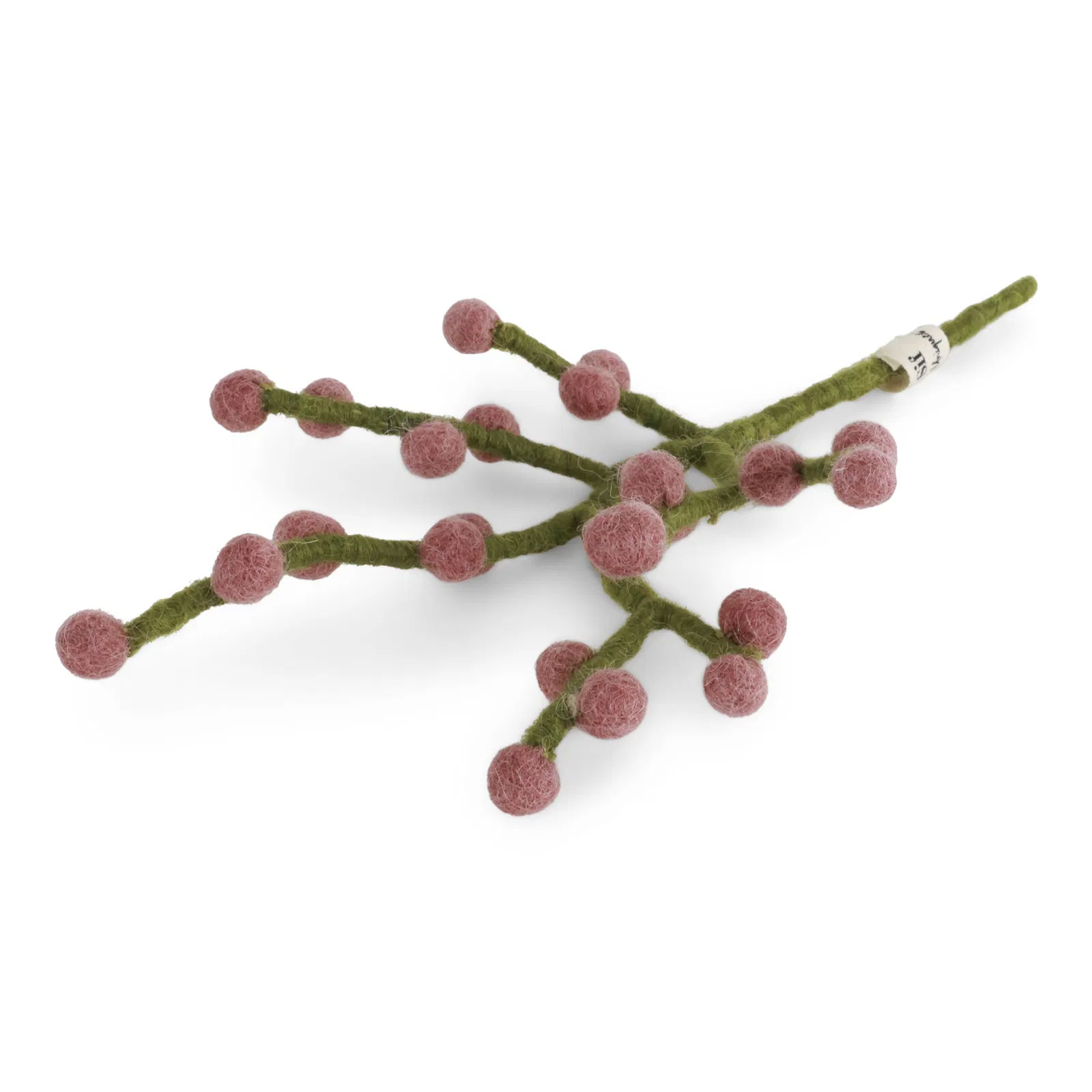 Gry & Sif Zweig Mini mit Rosa Beeren aus Filz, Mini Branch w/rouge Berries, ca. 19 cm