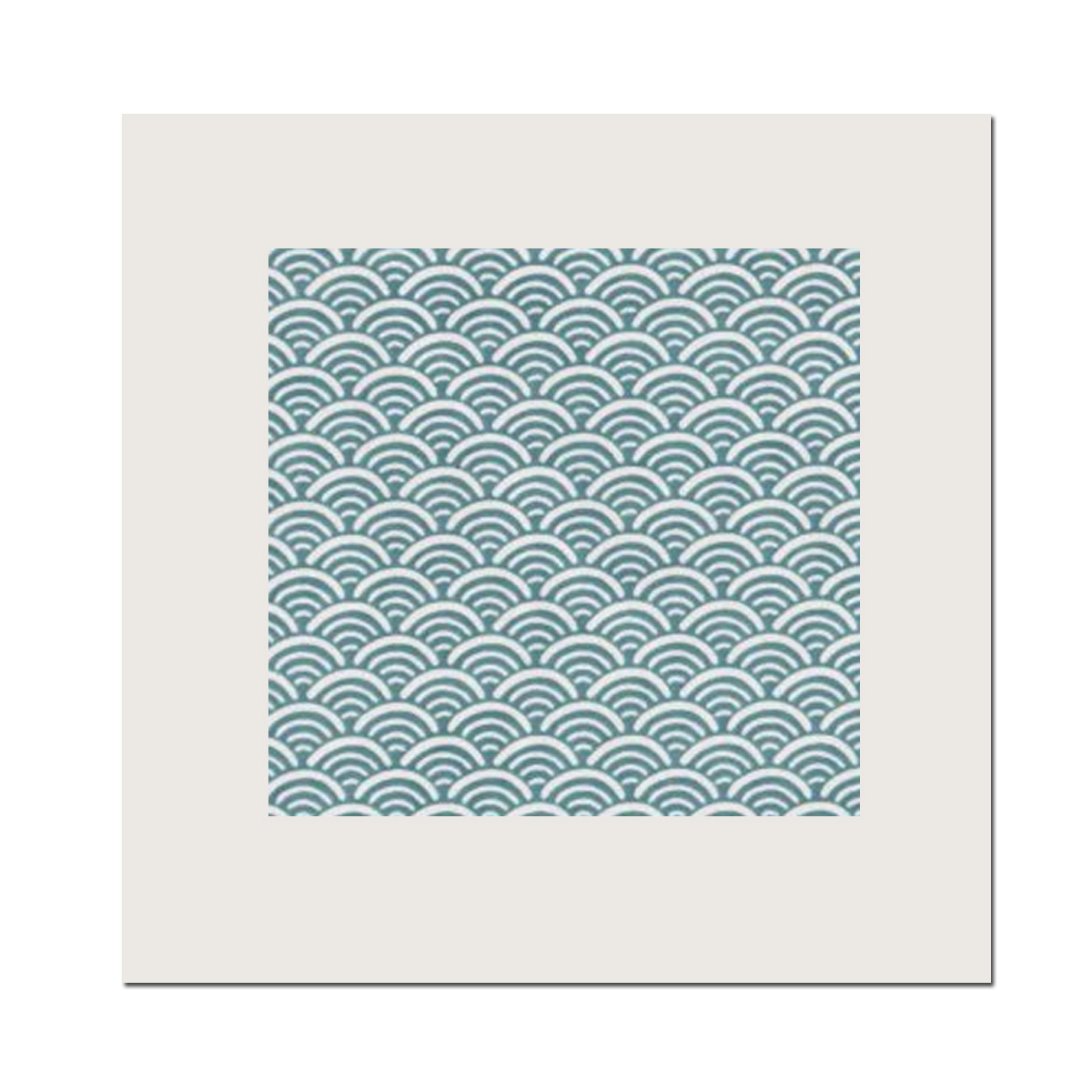 Chiyogami-Doppelkarte quadratisch, Fischhaut hellblau