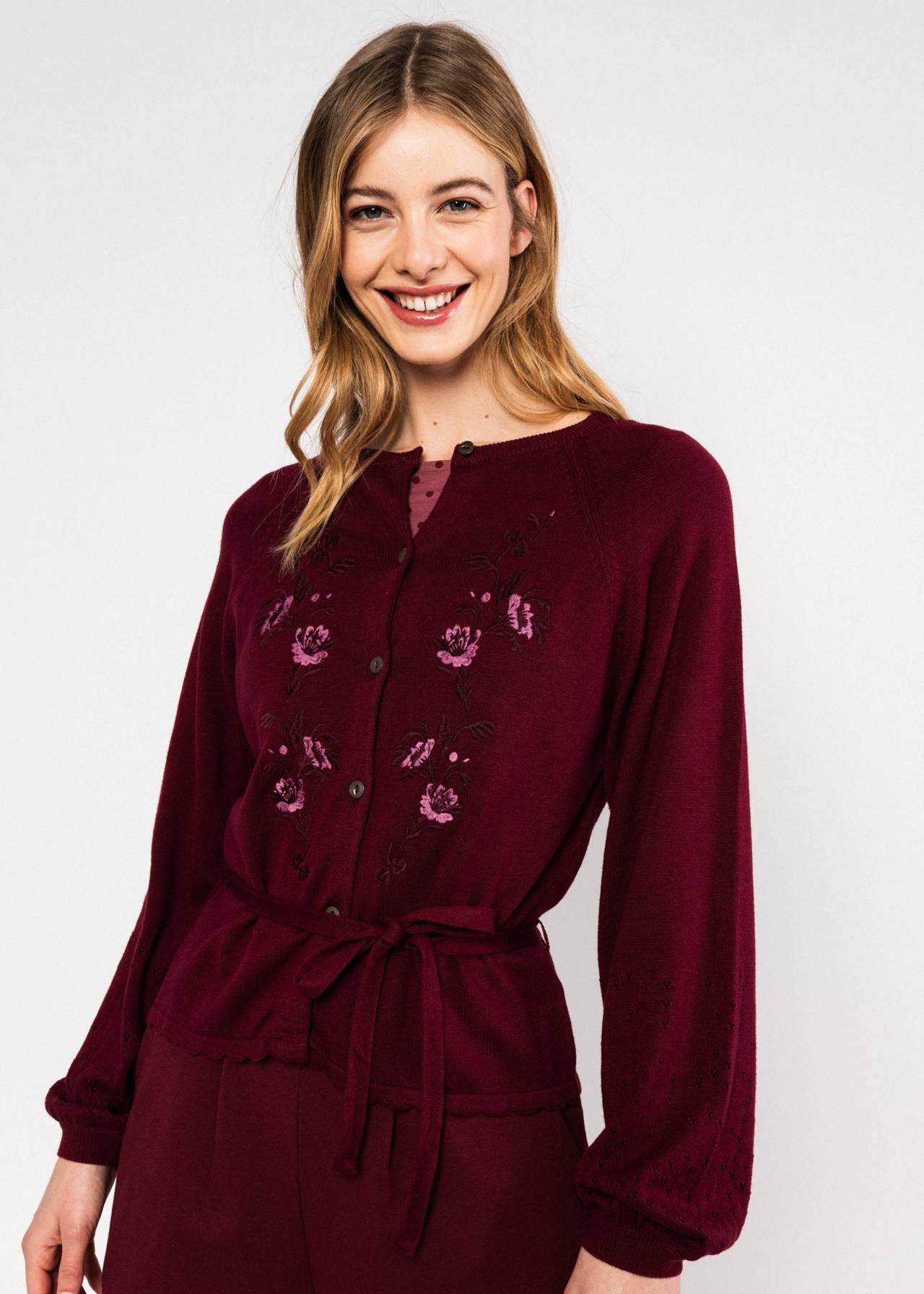 Blutsgeschwister Winter Strickjacke Tender Thoughts, burgundy dream knit