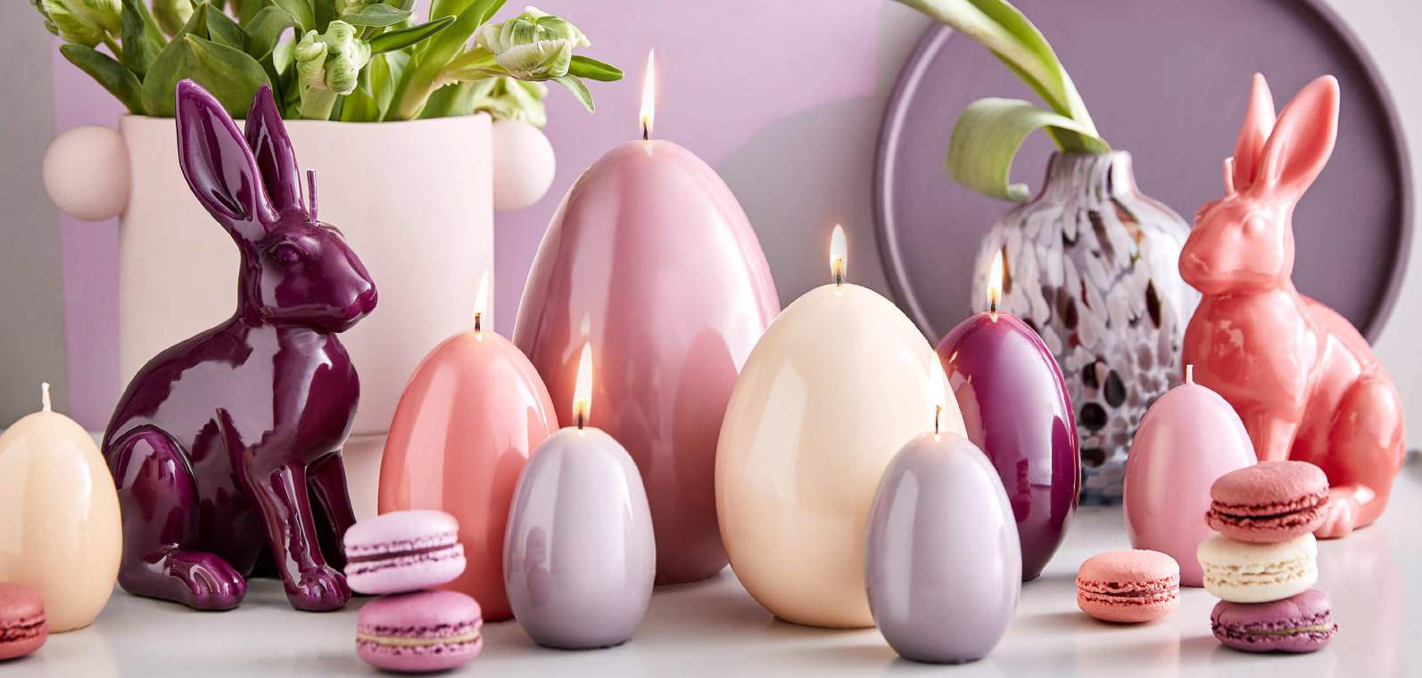 Engels Kerzen Eierkerze gelackt,  Höhe ca. Ø6 H9 cm, Farbe: Kirschblüte