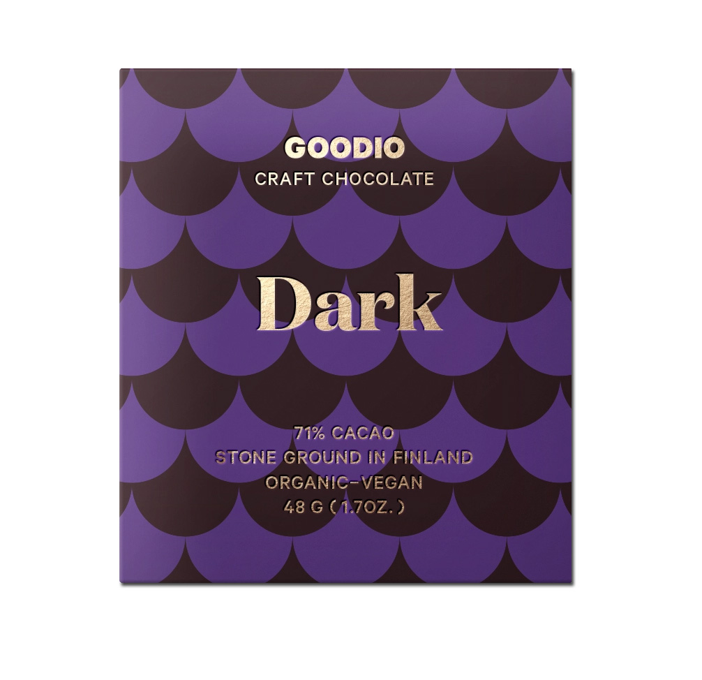 GOODIO Schokolade DARK,  71% Zartbitter Schokolade (BIO) VEGAN aus Finnland, 48 g  