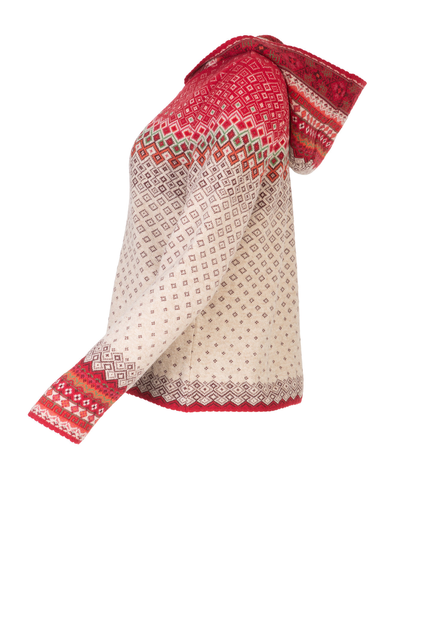 DUNQUE Jacquard-Kapuzenjacke" BILLE" GOTS , Farbe natur-bunt, mit Reißverschluss, Made in Germany