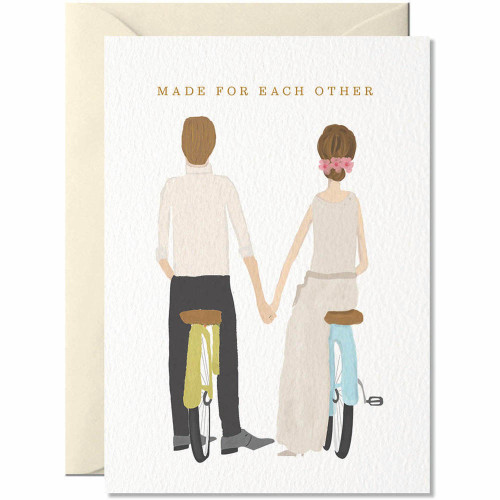 Nelly Castro Doppelkarte "Made For Each Other "Hochzeitskarte  mit Fahrrad