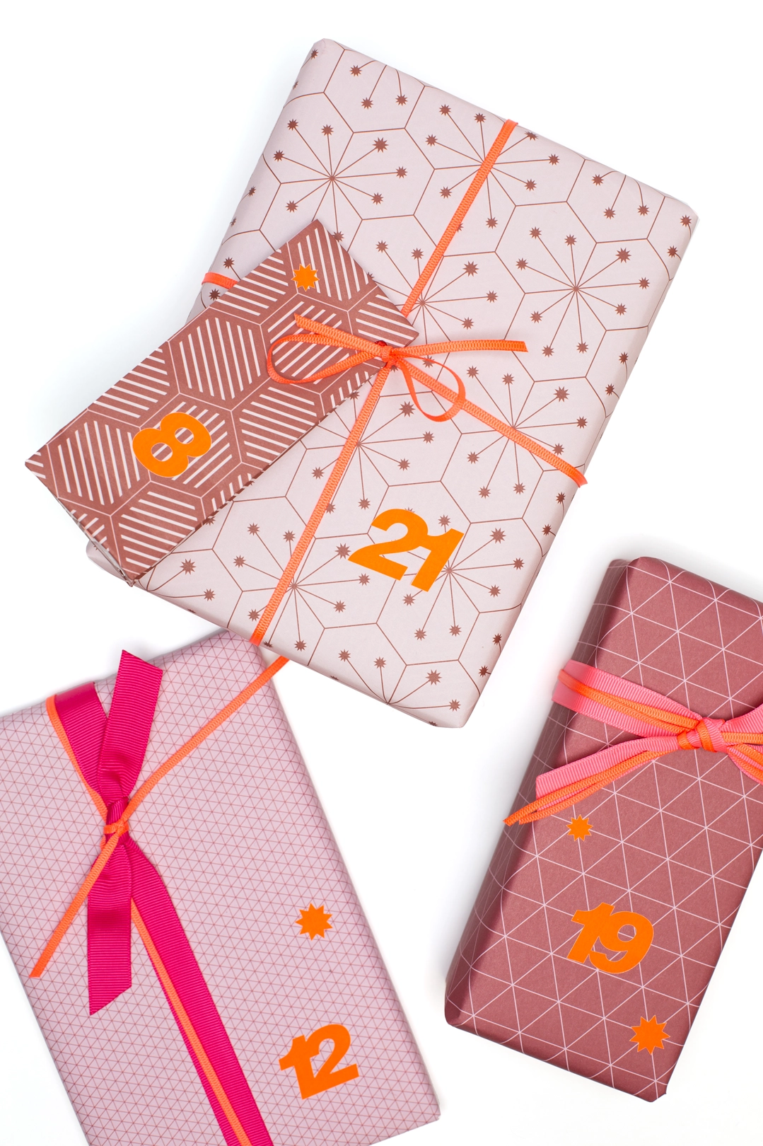 Adventskalender Zahlen Sticker Weihnachten - Neon Rot