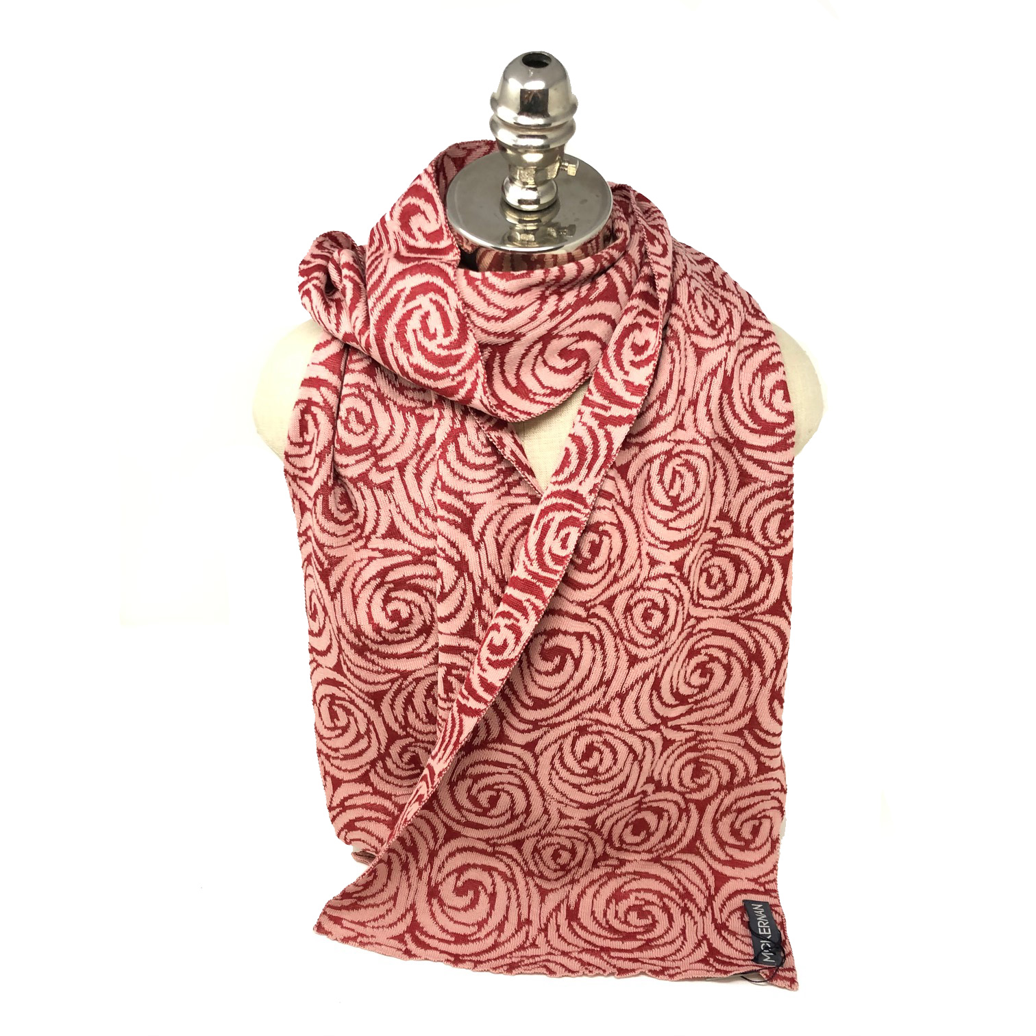 McKernan Sommer Schal "DIVA" ruby fountain/ bordeaux-rosa, ca.26 x 180 cm Rosenmuster   
