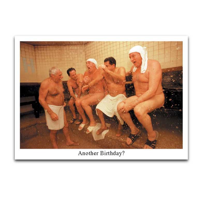 Doppelkarte "Men In Steam Bath von Palm Press   , Geburtstag Männer